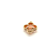 Champaign four leaf clover double ring crystal charm, SKU#M2142Champaign