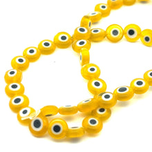 Flat 7.99mm round evil eye beads, SKU#M3167