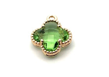 Light green four leaf clover charm, 14K gold plated. SKU# M8816