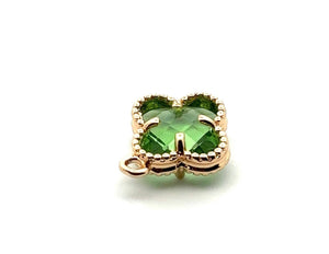 Light green four leaf clover charm, 14K gold plated. SKU# M8816