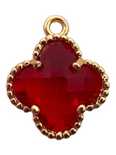 Ruby four leaf clover charm , SKU#M2158-8