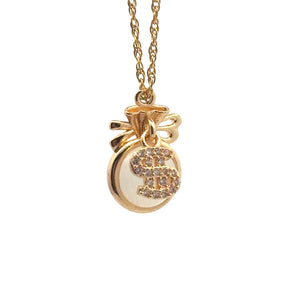 Money Sign Crown Charm, Gold Plated