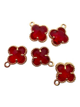 Ruby four leaf clover charm , SKU#M2158-8