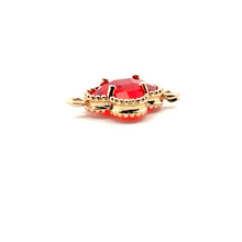 Red four leaf clover double ring crystal charm,SKU#M2142red
