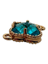 Blue four leaf clover double ring crystal charm, SKU#M2142blue