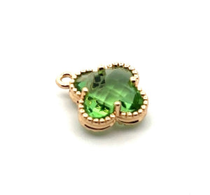 Light green four leaf clover charm, 14K gold plated. SKU# M8816