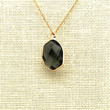 Soft Black Oval Hexagon Charm, Gold Plated, Sku#M2139