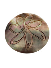 Round mother of pearl, carved flower, SKU#M4053
