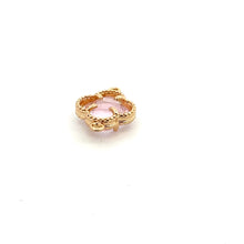 Pink four leaf clover double ring crystal charm, SKU#M2142pink
