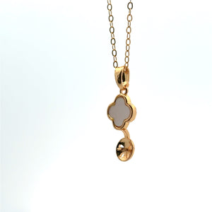 Clover With Pearl Cup Pendant, Pearl Gold Plated, M4415