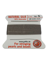 Beaded cord, Natural Silk, 0,65mm, Grey, SKU#011905
