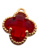 Ruby four leaf clover charm , SKU#M2158-8