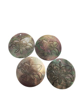 Round mother of pearl, carved flower, SKU#M4046