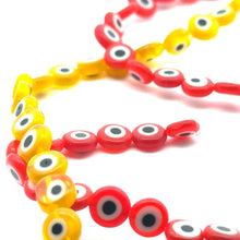 Flat 7.99mm round evil eye beads, SKU#M3167