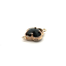 Lack four leaf clover double ring crystal charm, SKU#M2142Black