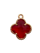 Ruby four leaf clover charm , SKU#M2158-8