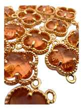 Champagne double ring four leaf clover crystal charm, SKU#M2142champagne