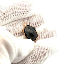 Soft Black Oval Hexagon Charm, Gold Plated, Sku#M2139