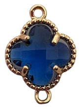 Dark blue double ring four leaf clover crystal charm, SKU#M2142Dblue