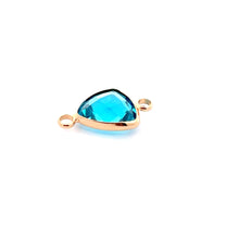 Blue triangle double ring crystal charm, SKU#M2157blue