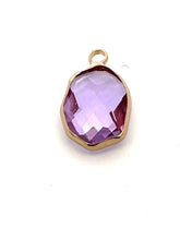 Purple Oval Hexagon Charm, Gold Plated, Sku#M2139