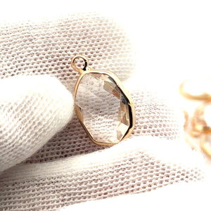 Clear Oval Hexagon Charm, Gold Plated, Sku#M2139