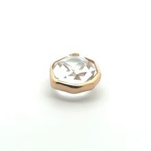 Clear Oval Hexagon Charm, Gold Plated, Sku#M2139