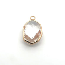 Clear Oval Hexagon Charm, Gold Plated, Sku#M2139