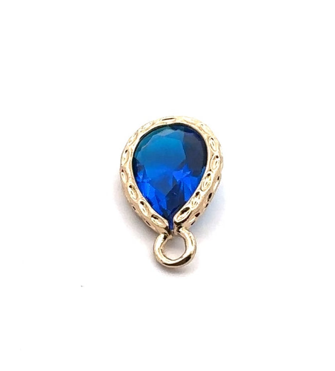 Blue tear drop shape crystal charm, SKU#M2141blue