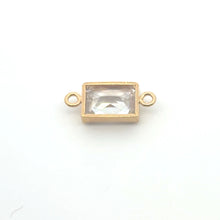 4x6mm White 3A CZ Rectangle Bezel Connector, 14K Gold Filled
