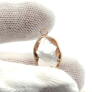 Clear Oval Hexagon Charm, Gold Plated, Sku#M2139