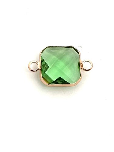 Green Square Charm, Gold Plated, Sku#M2145