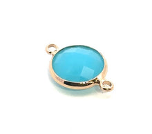 Light blue circle crystal charm double ring. SKU#M2148lightblue
