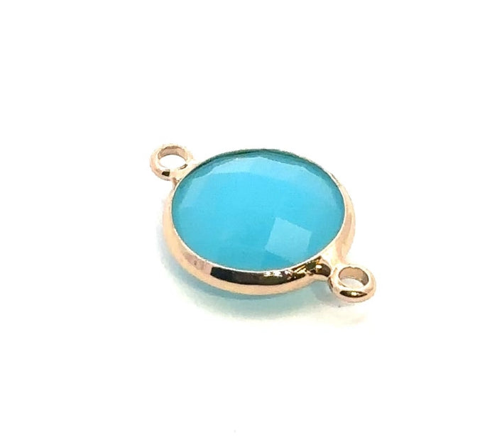 Light blue circle crystal charm double ring. SKU#M2148lightblue