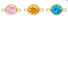 6mm 3A CZ Bezel Connectir, 14k Gold Filled, 14k Rose Gold Filled, Sterling Silver