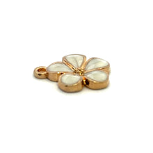 White Plumeria Charm, Gold Plated, Sku#M3210