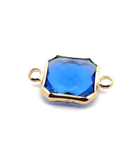Blue Square charm, double ring crystal charm, SKU#M2145blue