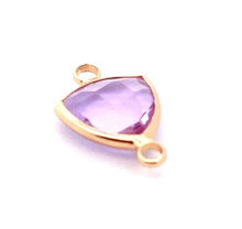 Light purple triangle double ring crystal charm, SKU#M2157Lpurple