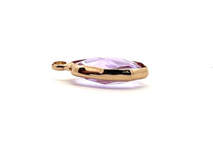 Purple Oval Hexagon Charm, Gold Plated, Sku#M2139