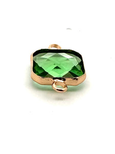 Green Square Charm, Gold Plated, Sku#M2145