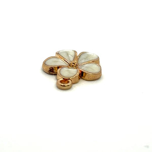 White Plumeria Charm, Gold Plated, Sku#M3210