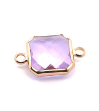 Pink Square charm, double ring crystal charm, SKU#M2145pink