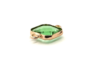 Green Square Charm, Gold Plated, Sku#M2145