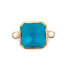 Blue Square Charm, Gold Plated, Sku#2145