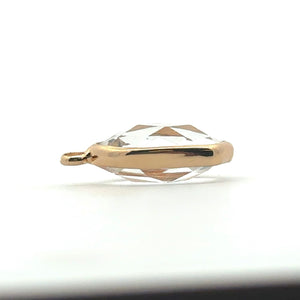 Clear Oval Hexagon Charm, Gold Plated, Sku#M2139