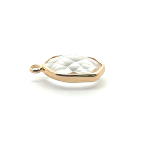 Clear Oval Hexagon Charm, Gold Plated, Sku#M2139