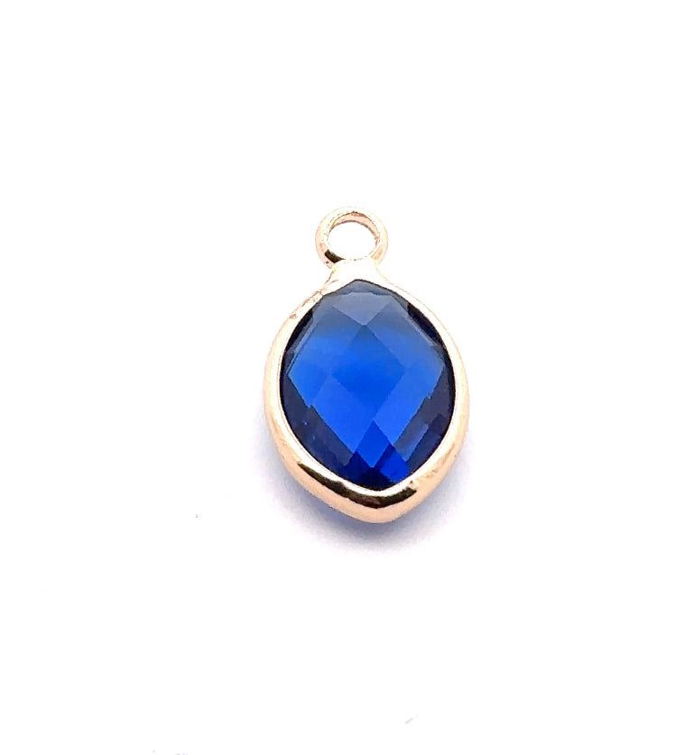 Dark blue Diamond shape crystal charm, SKU#M2156blue