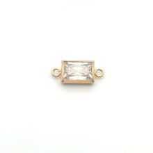 4x6mm White 3A CZ Rectangle Bezel Connector, 14K Gold Filled