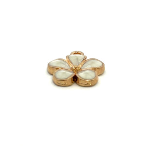 White Plumeria Charm, Gold Plated, Sku#M3210