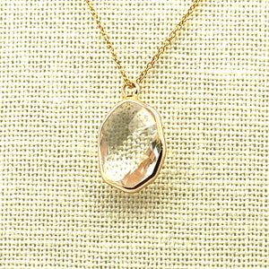 Clear Oval Hexagon Charm, Gold Plated, Sku#M2139